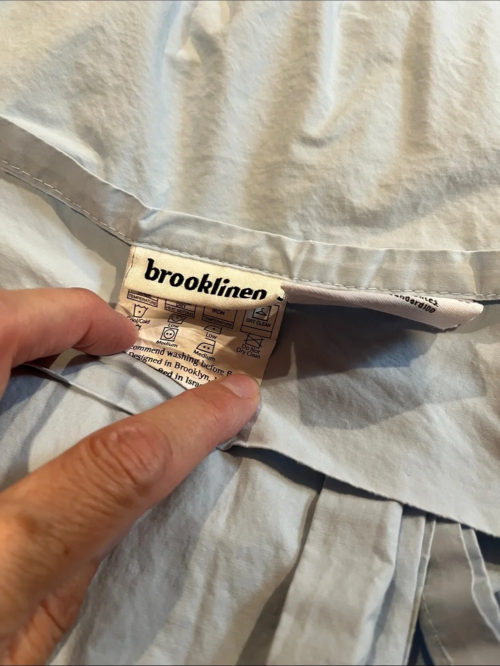 Set/2 BROOKLINEN *Queen* Sky Blue Fitted & Flat Sheets Percale Cotton